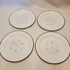 Correlle By Corning Blue Fluer Vtg Salad/Dessert/Bread Plates, Set of 4